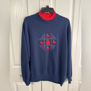 Gopher Sport Apples Schoolhouse Teacher Double Collar Sweatshirt Women's Size XL